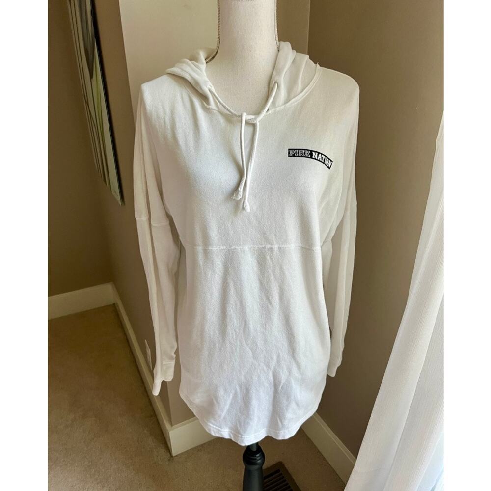 VS Pink Nation white sweatshirt hoodie size S/M - Picture 2 of 4